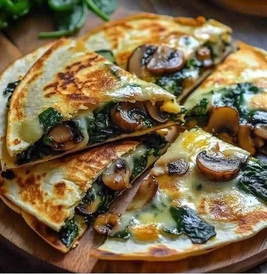 Baked Spinach Mushroom Quesadillas