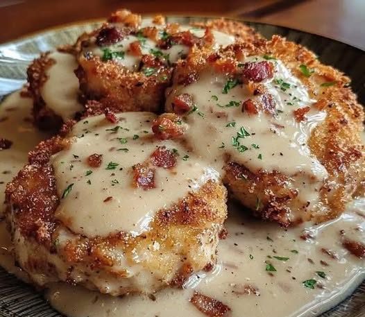 Country Fried Pork Chops with Bacon Gravy