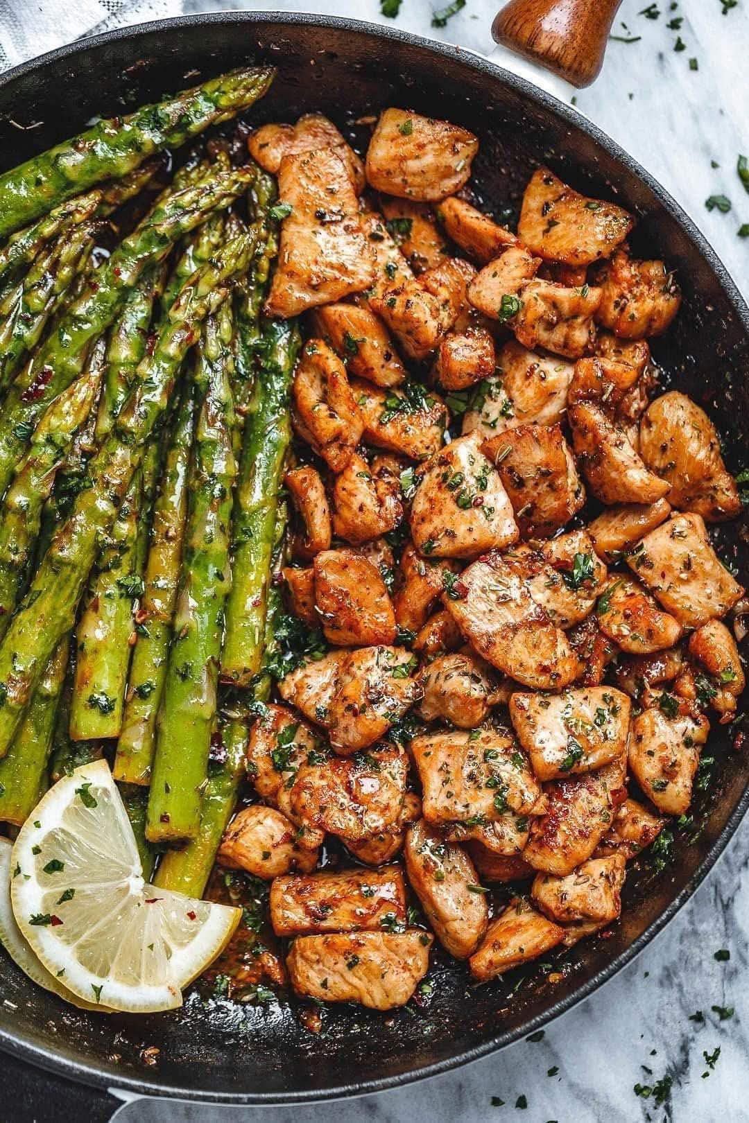 Garlic Butter Chicken Bites and Asparagus Garlic Butter Chicken Bites and Asparagus