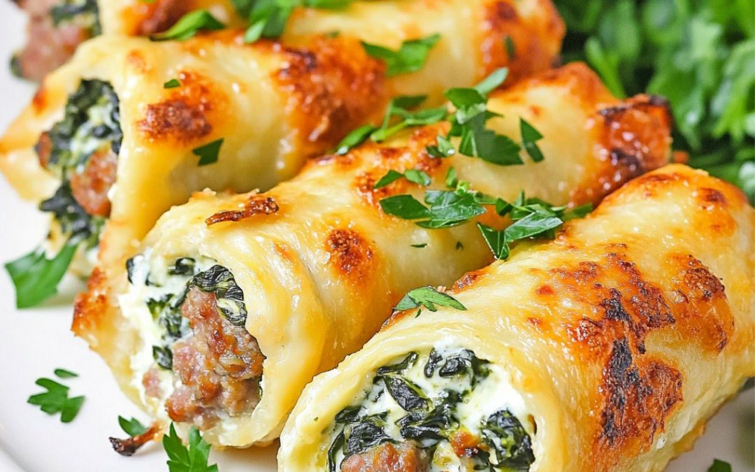 Keto Sausage and Spinach Roll-Ups
