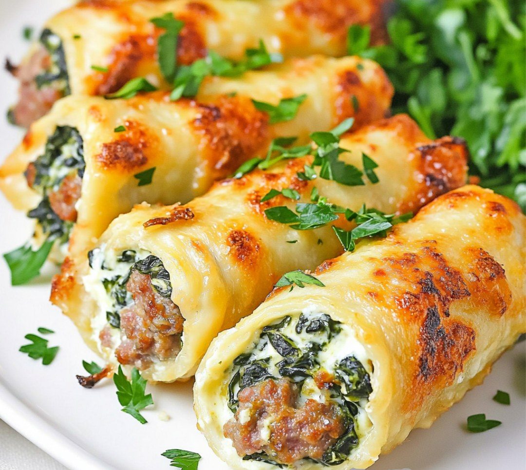 Keto Sausage and Spinach Roll-Ups