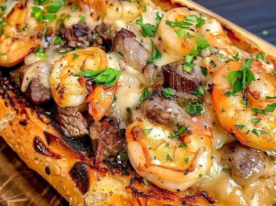 Steak and Shrimp Stuffed Bread