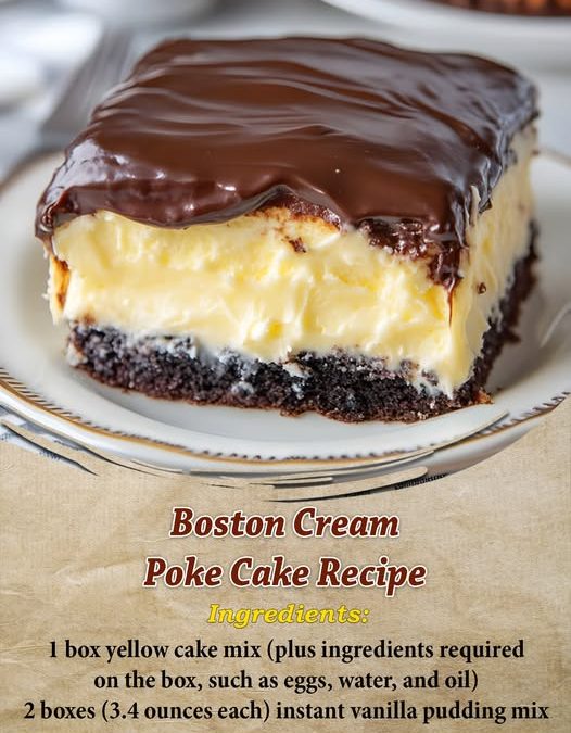 Boston Cream Poke Cake