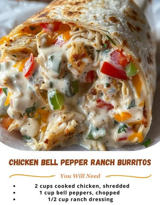 Chicken Bell Pepper Ranch Burritos