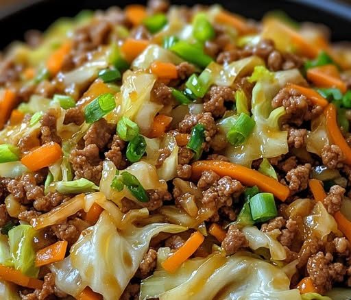Healthy Chinese Ground Beef & Cabbage Stir Fry