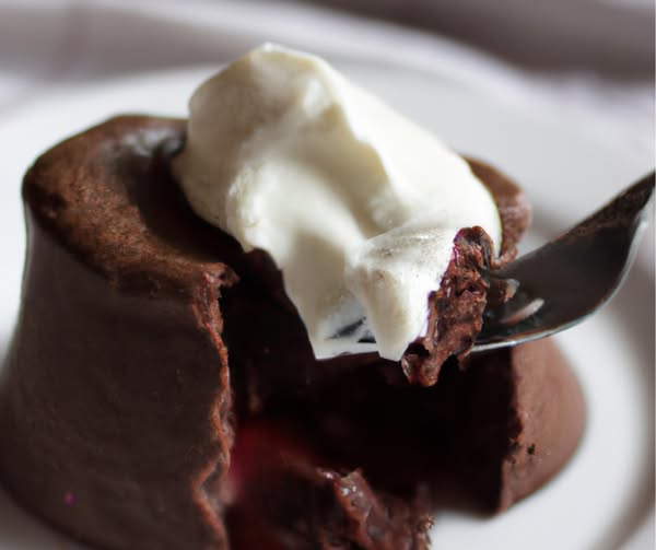 Low-Carb Chocolate Lava Cake with Whipped Cream