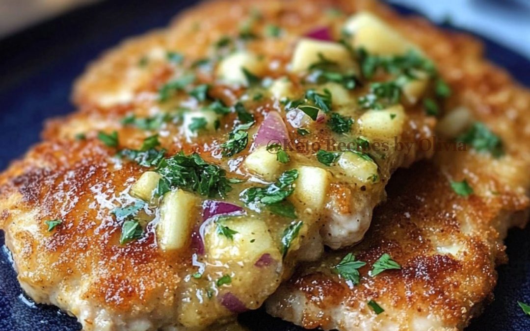 Low Carb Pork Schnitzel with Bourbon, Apple, Mustard Sauce