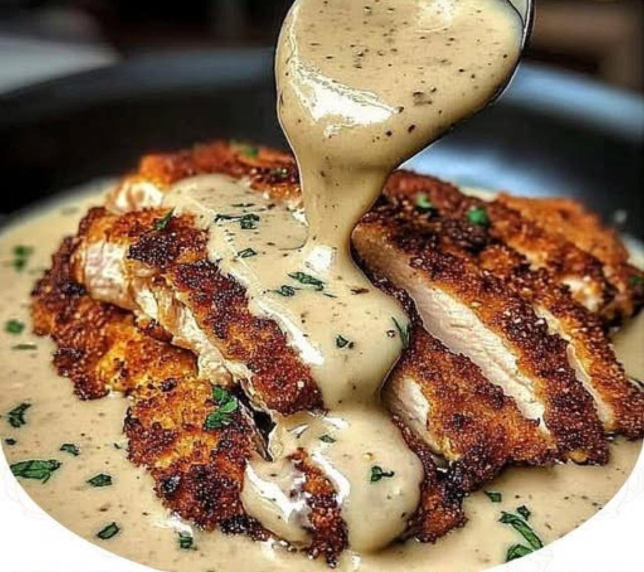 Parmesan Crusted Chicken with Creamy Garlic Sauce