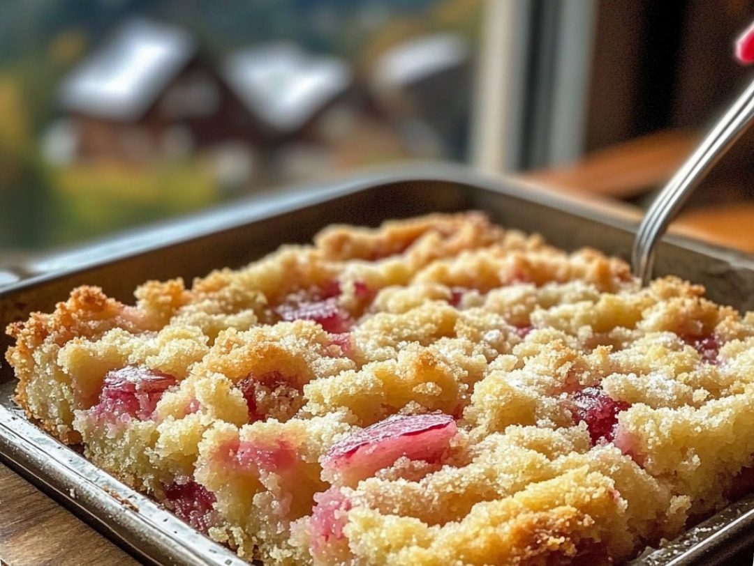 3 Ingredient Rhubarb Squares