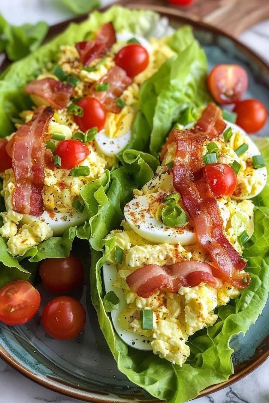 BLT Egg Salad Lettuce Wraps