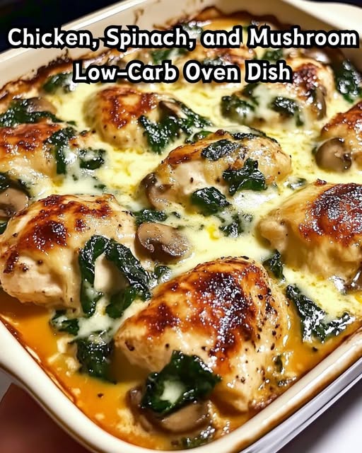 Chicken, Spinach, and Mushroom Low-Carb Oven Dish