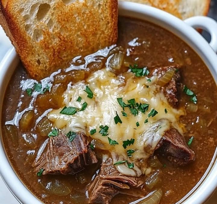 French Onion Beef Short Rib Soup