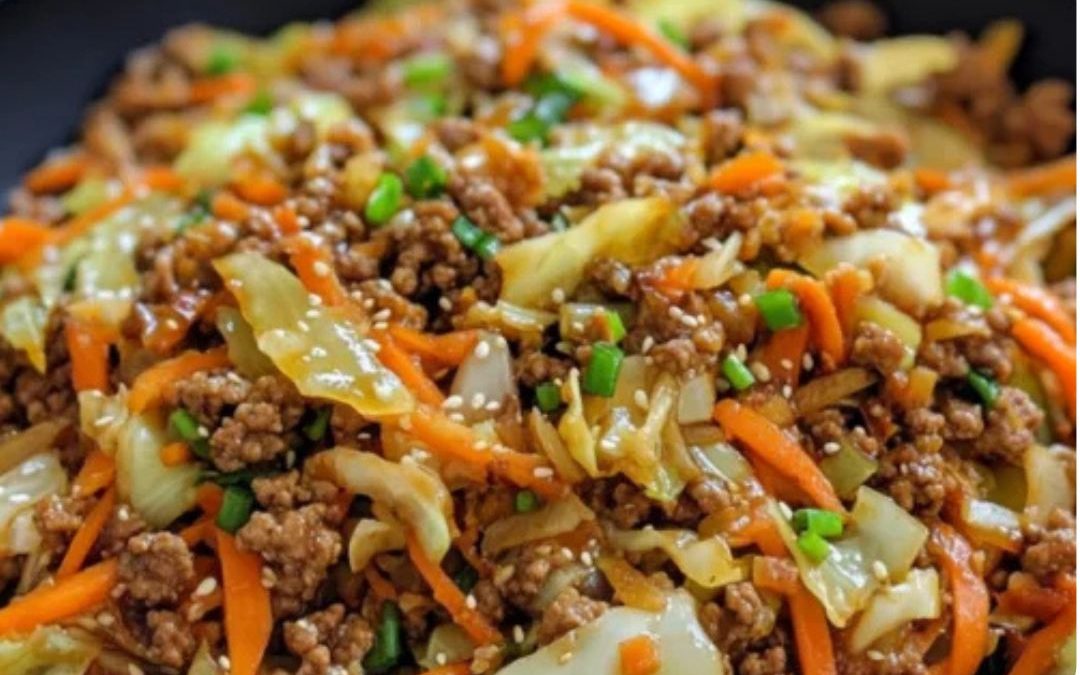 Healthy Chinese Ground Beef & Cabbage Stir Fry