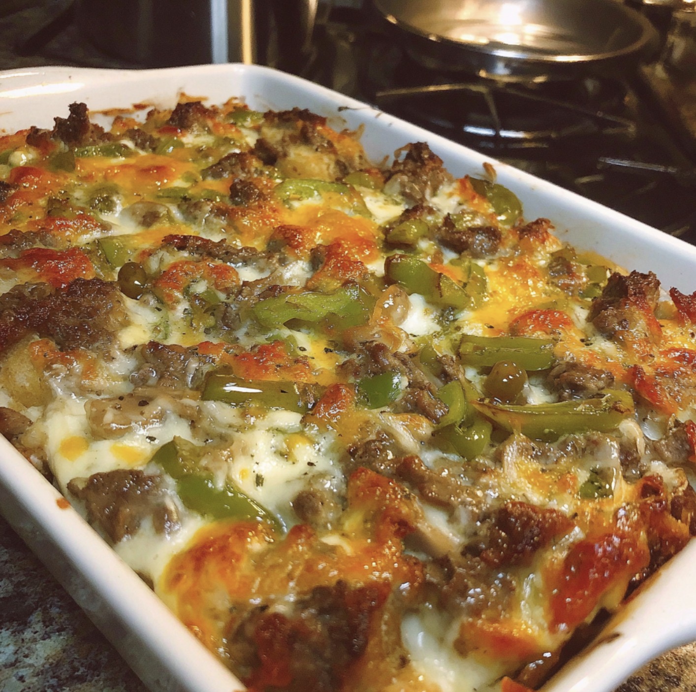Philly Cheese Steak Casserole